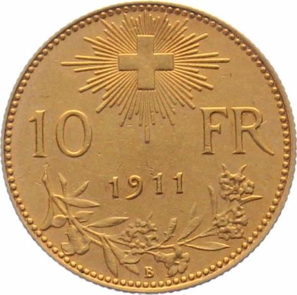 10 Franken 1911 B - Vreneli