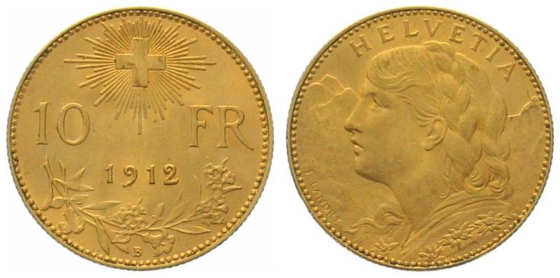 10 Franken 1912 B - Vreneli