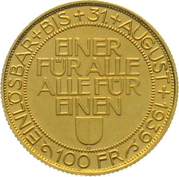100 Franken 1939 B Luzern - Im Originaletui