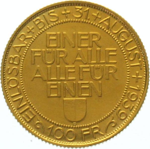 100 Franken 1939 B - Luzern Schützenfest