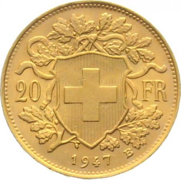 20 Franken 1947 B - Vreneli