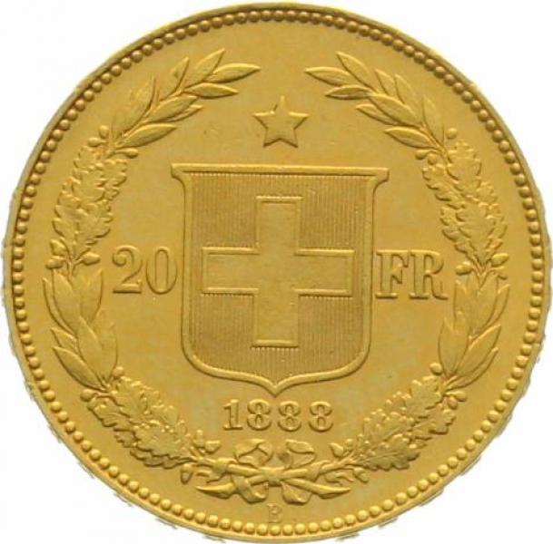 20 Franken 1888 B | äusserst selten & in hervorragender Qualität
