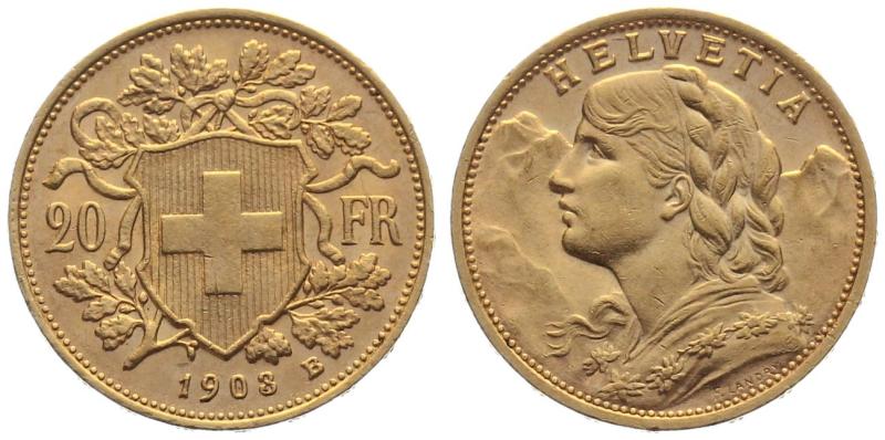 20 Franken 1903 B - Vreneli RAR