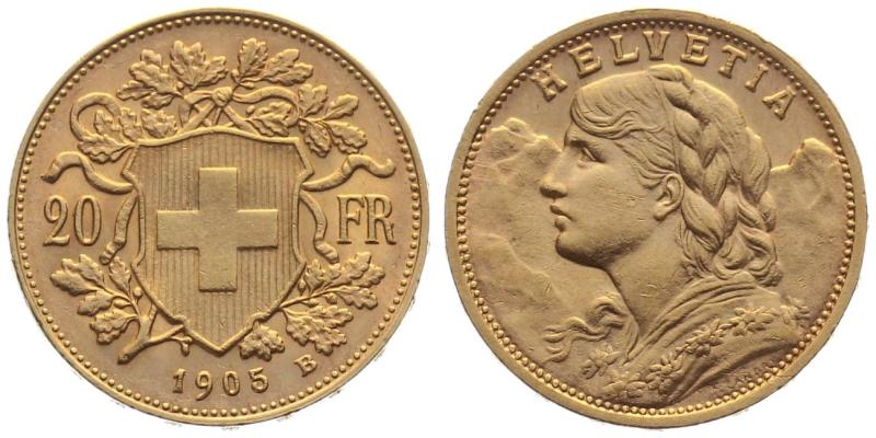 20 Franken 1905 B - Vreneli RAR