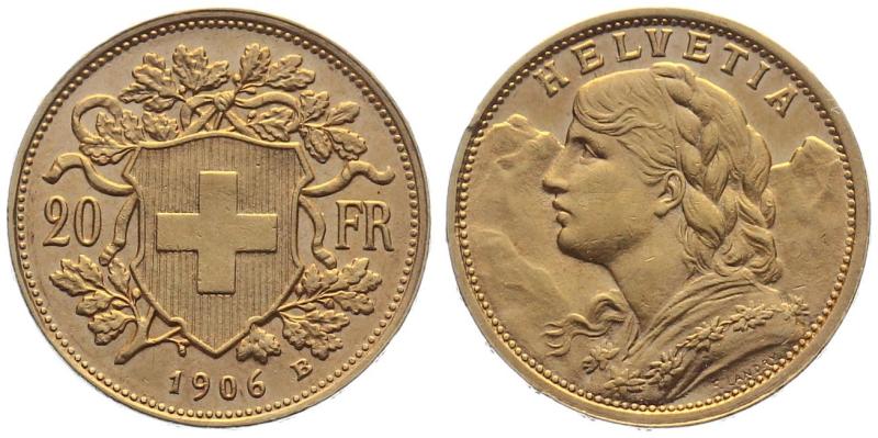 20 Franken 1906 B - Vreneli RAR