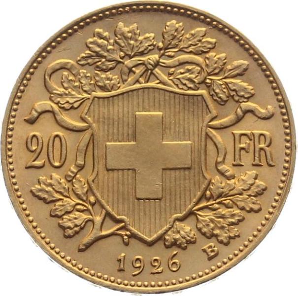 20 Franken 1926 B - Vreneli