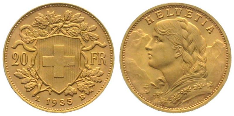 20 Franken 1935 LB - Vreneli