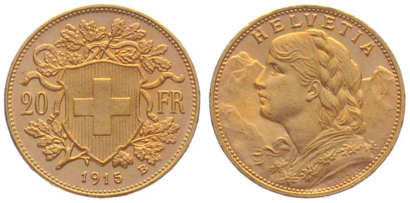 20 Franken 1915 B - Vreneli