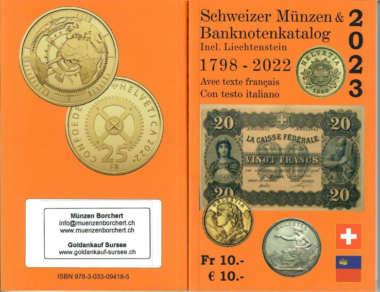 Schweizer Münzen und Banknotenkatalog 2023