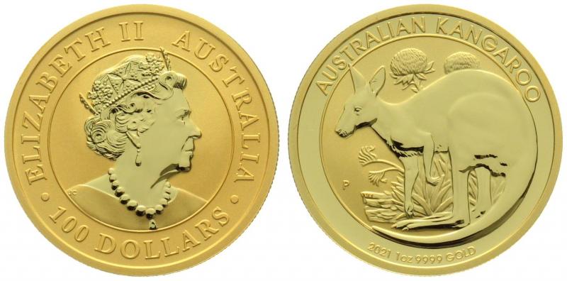 Australien 100 $ 2021 Känguru - 1 Unze Feingold