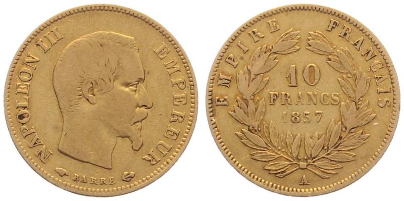 Frankreich 10 Francs 1857 A - Napoleon III.