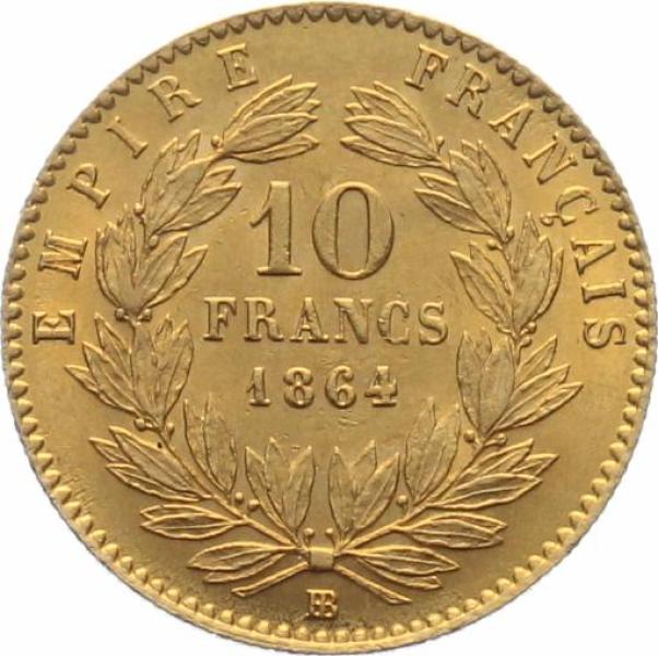 Frankreich 10 Francs 1864 BB - Napoleon III.