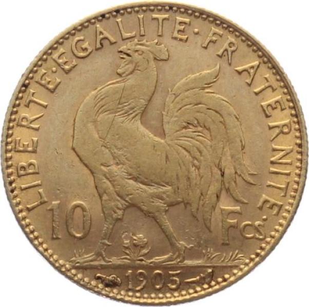 Frankreich 10 Francs 1905 - Hahn