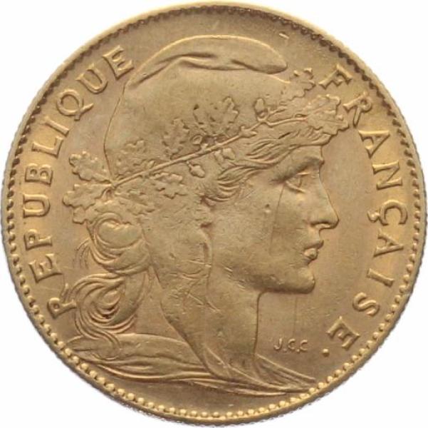 Frankreich 10 Francs 1905 - Hahn