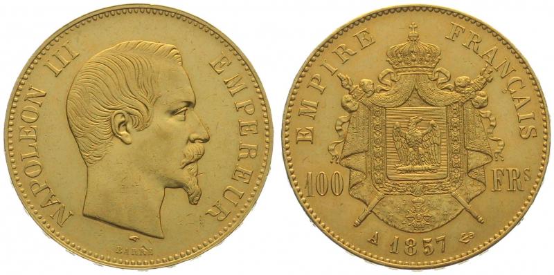 Frankreich 100 Francs 1857 A - Napoleon III.