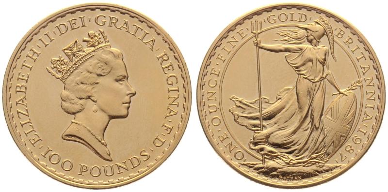 Grossbritannien 100 Pounds 1987 Britannia - 1 Unze Feingold