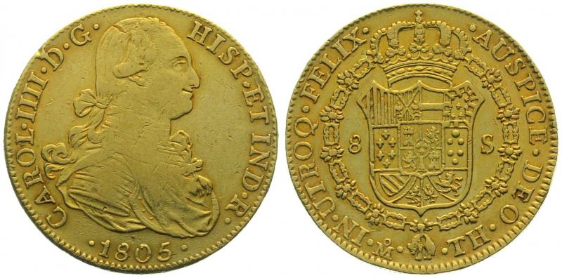 Mexiko 8 Escudos 1805 TH - Carol IIII.