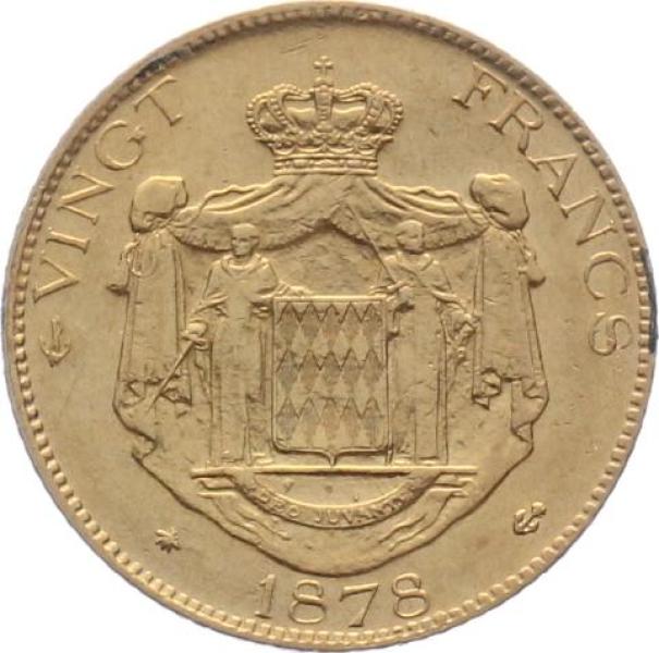 Monaco 20 Francs 1878 A - Charles III