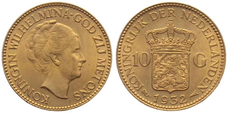 Niederlande 10 Gulden 1932 - Wilhelmina