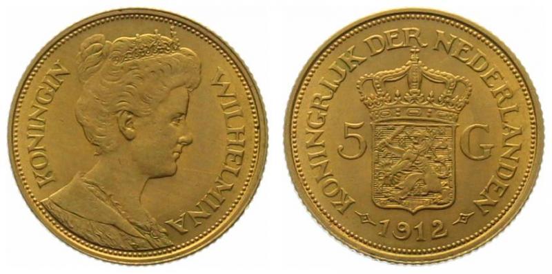 Niederlande 5 Gulden 1912 - Wilhelmina