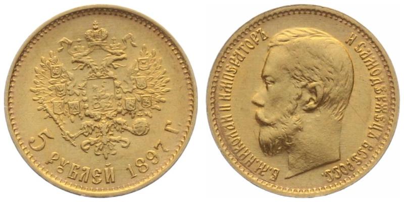 Russland 5 Rubel 1897 r - Zar Nicholas II. 1894-1917