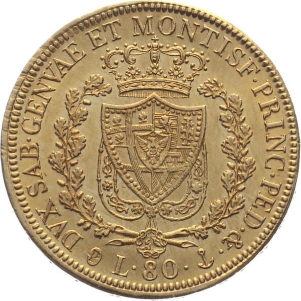 Sardinien 80 Lire 1828 Car. Felix