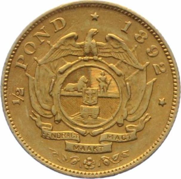 Südafrika 1/2 Pfund (Pond) 1892 - Ohm Krüger