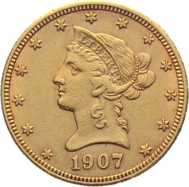 USA 10 $ 1907 S - Coronet Head
