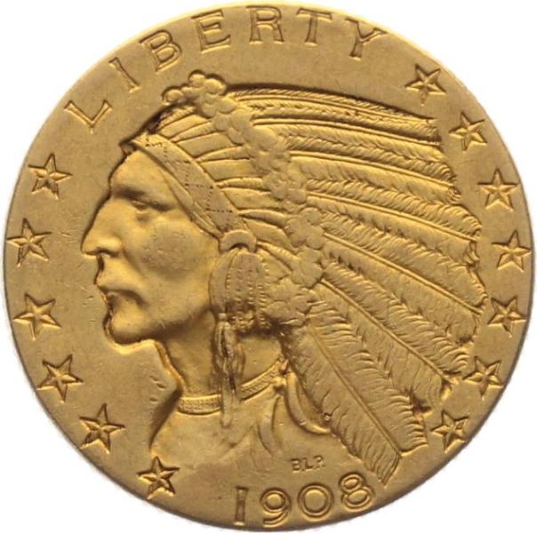 USA 5 $ 1908 D Indian Head