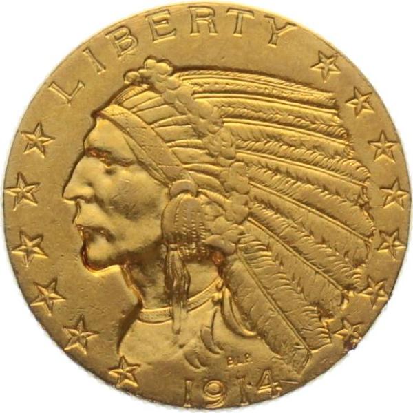 USA 5 $ 1914 o. Mzz. Indian Head