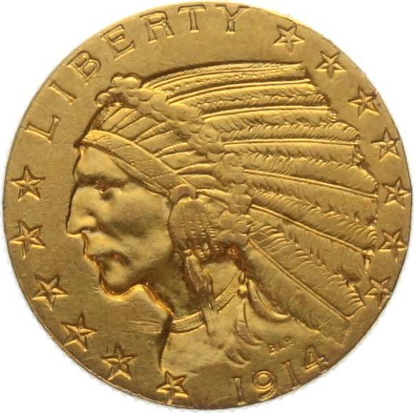 USA 5 $ 1914 o. Mzz. Indian Head