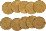 10 Franken Goldvreneli - Lot mit 10 Stück Jg. 1913