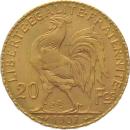 Frankreich 20 Francs 1907 - Hahn